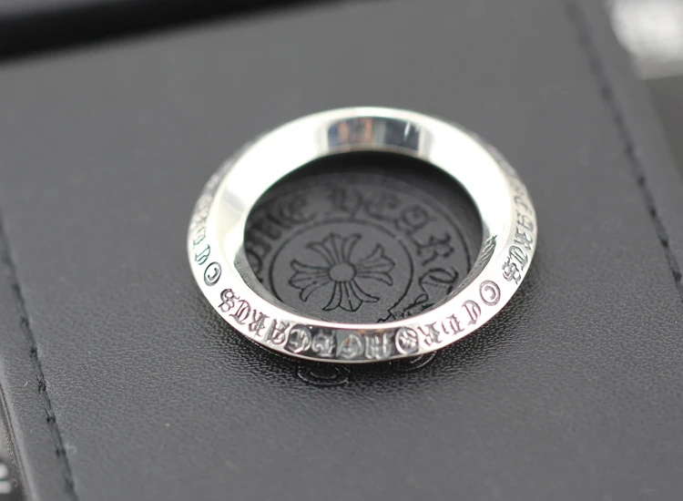 S925 sterling silver men's keychain personality classic punk wind hip-hop domineering letters ring shape to send lover's gift