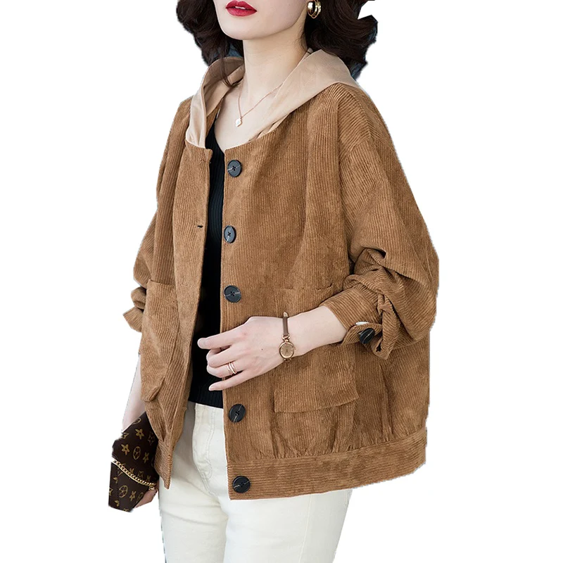 Модная женская куртка новинка 2020 весна осень короткое вельветовое пальто на