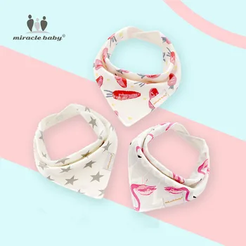 

3 PCS/Lot Newborn Baby Organic Cotton Scarf Muslin Burp Cloth Bibs Boy Girl Infant Toddler Cute Cartoon Bandana Bib Scarf