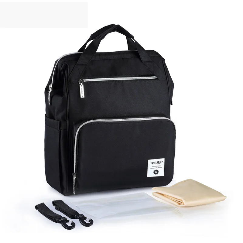 Black diaper bag Новая сумка для подгузников, модный рюкзак для мам, большая вместительность, многофункциональная коляска, водонепроницаемые детские сумки, сумка для беременных - Цвет: Black diaper bag