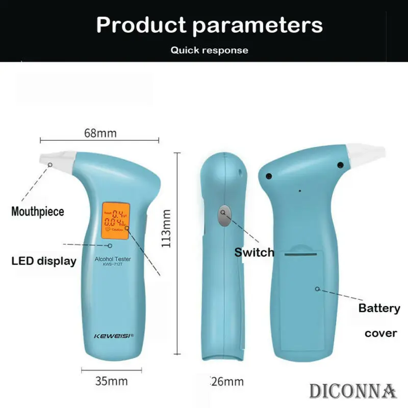 Professional Alcohol Breath Tester Breathalyzer Analyzer Detector Test Keychain Breathalizer Breathalyser DeviceLCD Screen