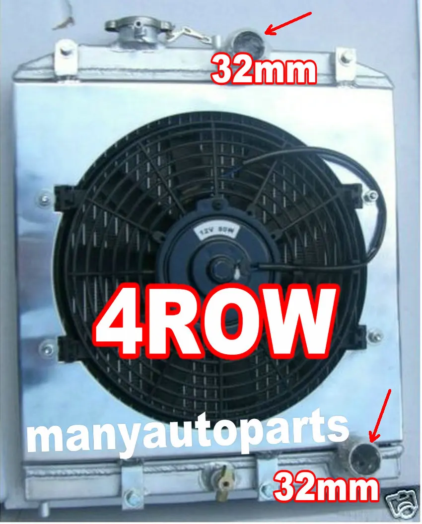 4ROW Алюминий радиатор 1992-2000 для Honda Civic CRX DEL SOL EK, D15 D16 B16 B18+ кожух с вентилятором 93 94 95 96 97 98, маленького размера, круглой формы с диаметром 32 мм трубы