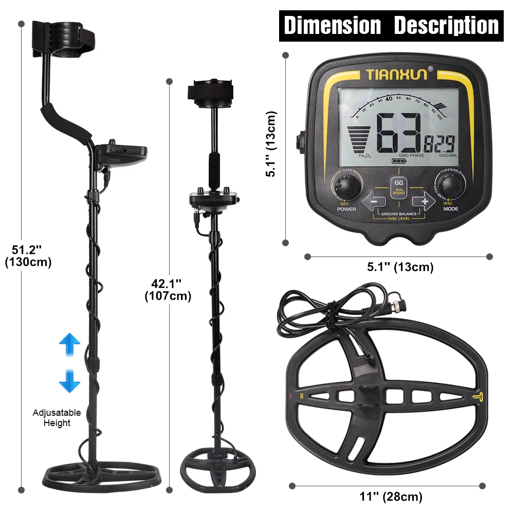 US $158.48 Tianxun Tx850 Professional Metal Detector Underground Depth 25m Scanner Search Finder Gold Detector Treasure Hunter Pinpointer