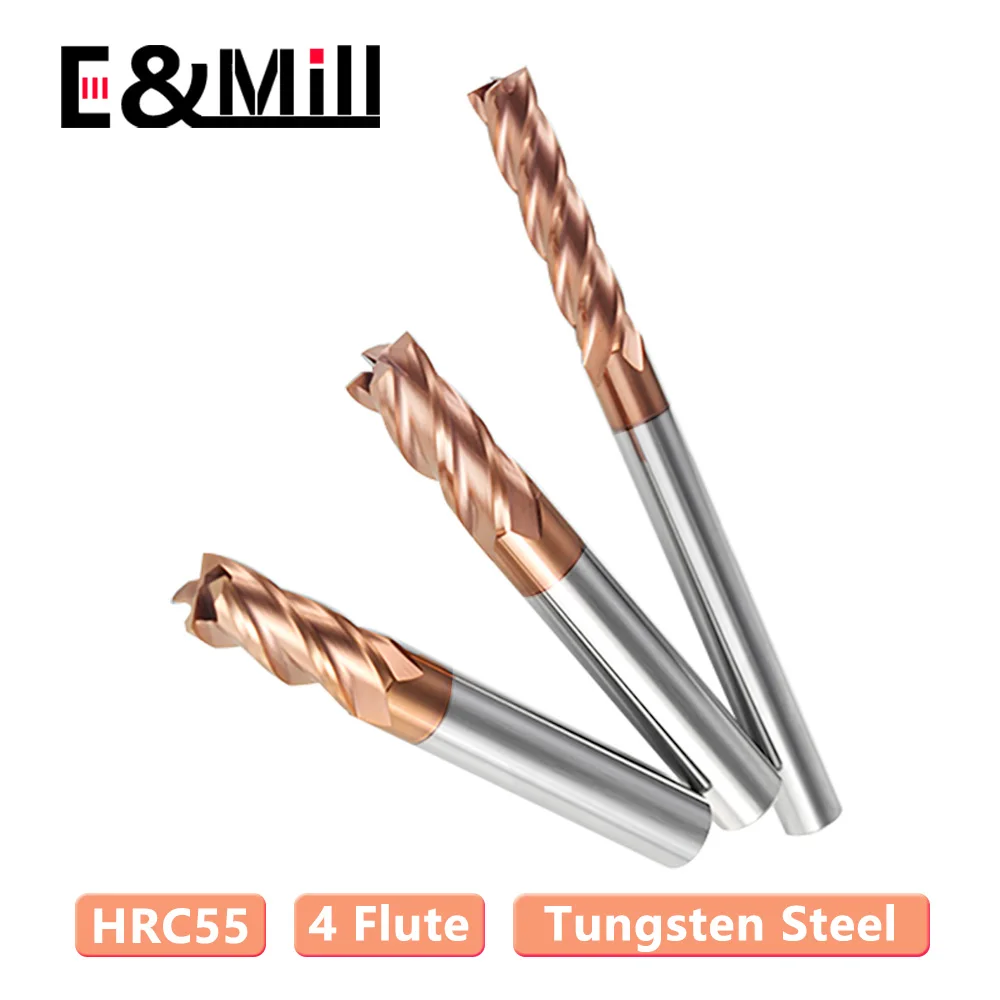 Hrc55 End Mill 4 Flute End Mill For Steel Carbide Cnc Machining Center