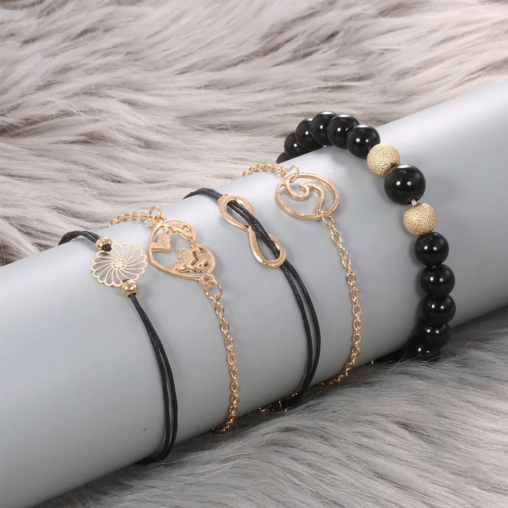 Boho, черные бусины, очаровательные браслеты и браслеты для женщин,, модный браслет в виде сердца, женский, для вечеринки, свадьбы, ювелирные изделия, аксессуары