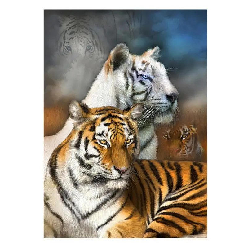 Tiger Tiger 5D round Shaped Diamond Painting Embroidery Needlework Rhinestone Crystal Cross Craft Stitch Kit - Home Decor Craft