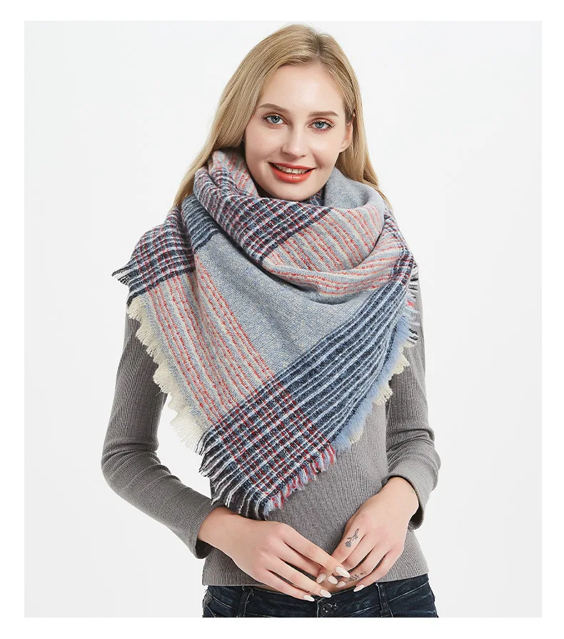 Новый двусторонний шерстяной шарф в клетку европейском и американском стиле 2019