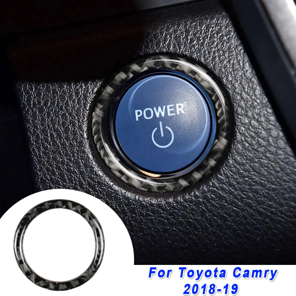 Автомобильная Кнопка двигателя, водостойкая Наклейка для Toyota Camry-, аксессуары для интерьера из углеродного волокна, декоративная отделка