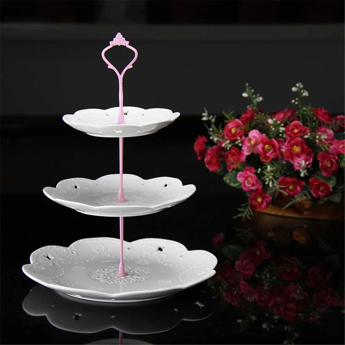 3 Tier Cake Display Stand Hardware Crown Metal Fitting Party Tray Cake Food Dessert Rack Holder for Kitchen Home No Plate