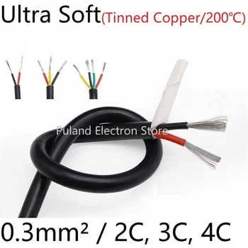 

Square 0.3mm Ultra Soft Sheath Wire 2 3 4 Core Silicone Rubber Cable Insulated Flexible Copper High Temperature Power Line Black