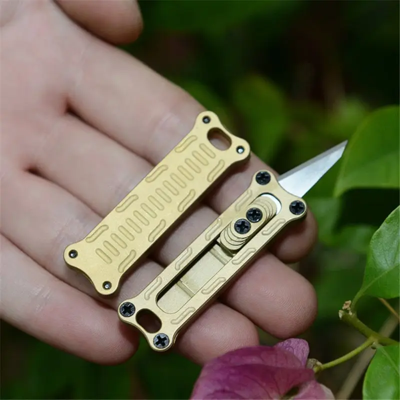 Открытый Кемпинг EDC нож латунный инструмент выживания Мини карманный 11# Универсальный нож резное лезвие портативный брелок Экспресс-нож