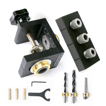 

Woodworking Drilling Guide Dowel Hole Drilling Guide Jig Drill Locator Kit Carpentry Positioner Tools w/ Step Drilling Bits