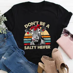 Don't Be A Heifer 100%Cotton Colored Printed Women Tshirt Cow Girl Shirt Women's Summer O-Neck Short Sleeve Top Country Life Tee