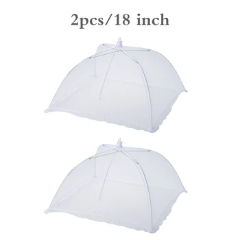 

White Square Folding Removable Washable Mesh Table Cover Picnic Cover Tent Fruit Hood Fly Protection BBQ Parties Buffets Hood