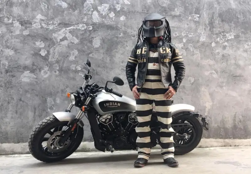 BOB DONG узник полосатый комбинезон винтажные мужские мотоциклетные байкерские гоночные брюки