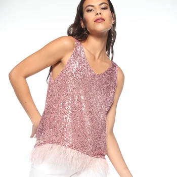 

Top tejido cubierto de lentejuelas con forro interior mujer - 039877