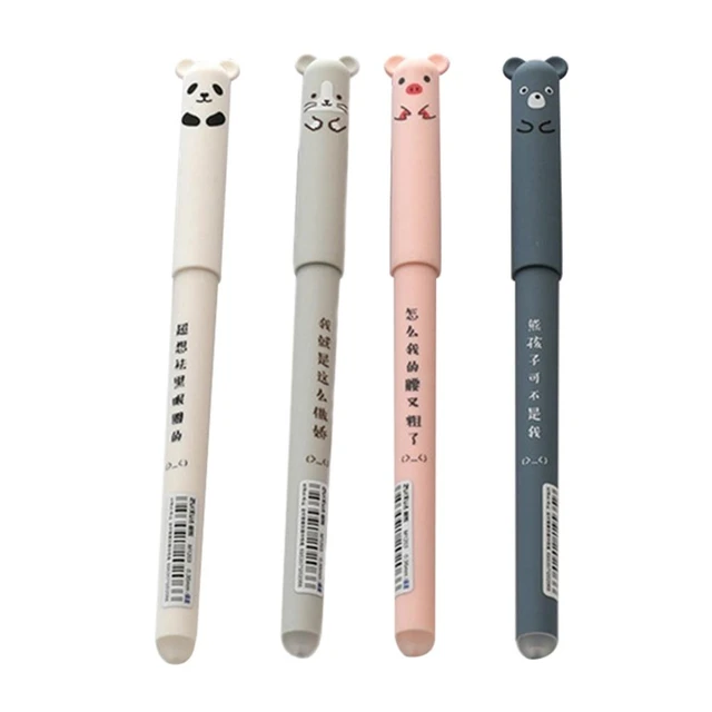 4 Pcs/lot Cute Animals Erasable Pen 0.35mm Kawaii Blue Ink Gel Pens for  School Writing Novelty Stationery