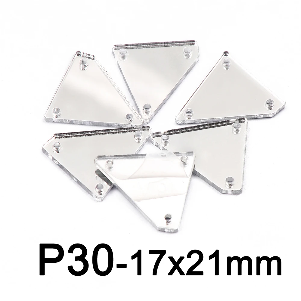 P30-17x21mm 30pcs Новые прозрачные стразы 30 шт. акриловые зеркальные пришивные стразы неровные акриловые плоские задние зеркальные с отверстиями для платья - Цвет: P30-17x21mm 30pcs