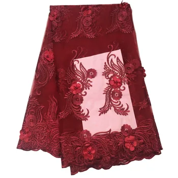 

French Tulle embroidered Net Lace Fabric For Wedding Party Dress 2020 African Mesh Lace Fabric With Beads DIY Sewing Materials