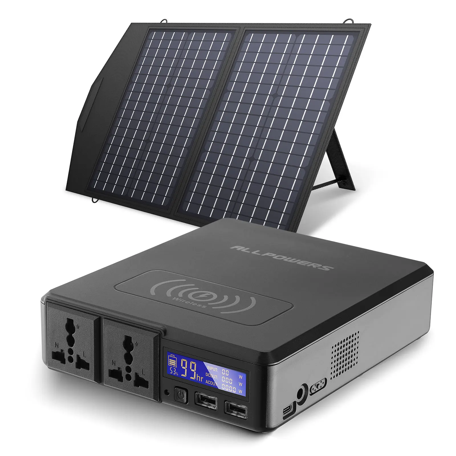 good power bank ALLPOWERS Portable Power Station, 154Wh 41600mAh Mobile Wireless Emergency Backup Power With 18V60W Foldable Solar Panel Charger samsung battery pack Power Bank