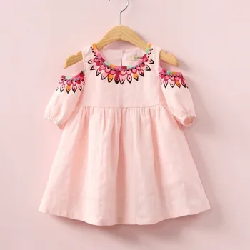 

Girl Dress Summer Fashion Dress Daily Casual Children's Clothes Short-sleeved Printed Ethnic Style Dress Off-shoulder Girl Dress