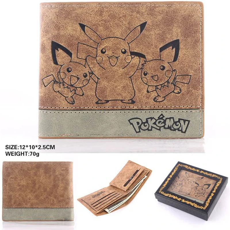 

Japanese Anime Pokemon Wallets Cute Cartoon Pocket Monster Purse with Card Holder Leather Embossing Holder Gift Men Women Wallet