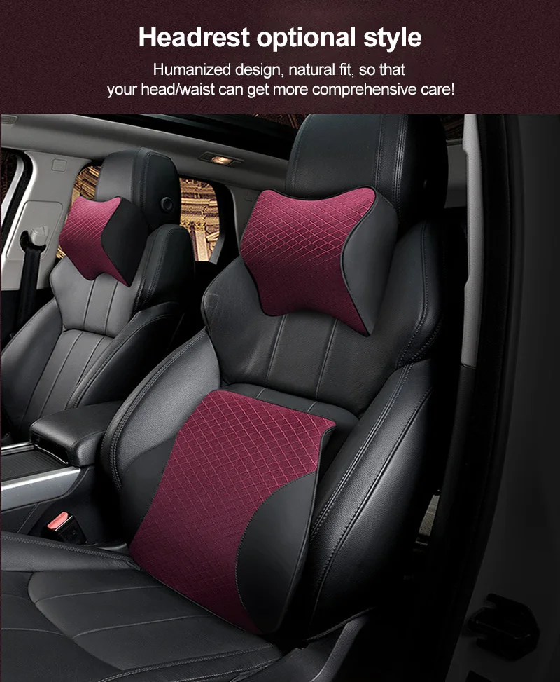 Coussin Lombaire Appui-Tête Voiture Mousse Mémoire - Support Dos