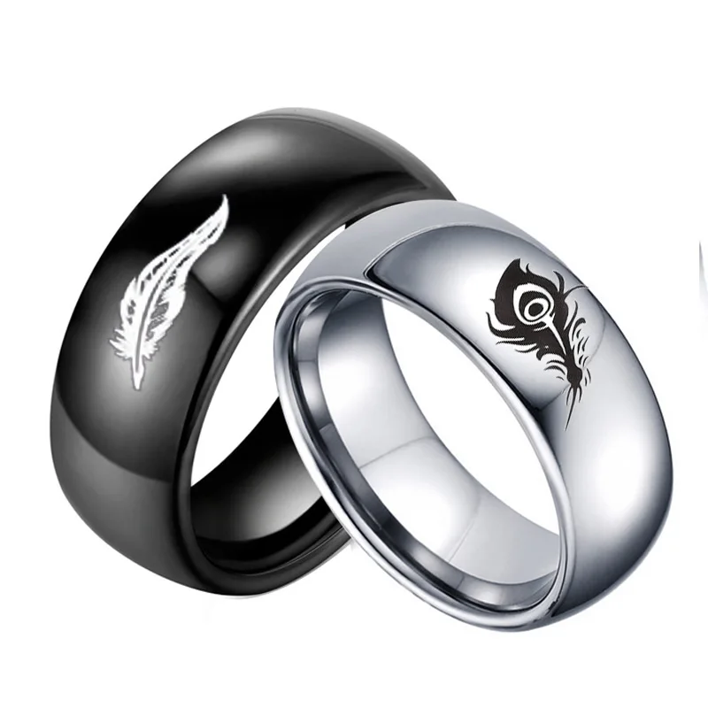 GELICITY Rakan and Xayah Feather couple ring steel rings women men valentines day gift | Украшения и аксессуары