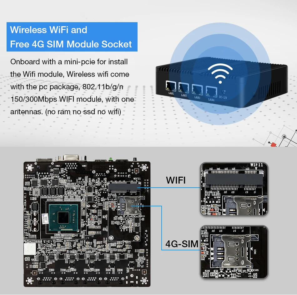 XCY pfsense ПК intel celeron j1900 4* Intel ie211at Gigabit Ethernet Linux Ubuntu pfsense брандмауэр маршрутизатор pc NIC Безвентиляторный Barebone