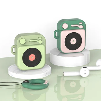 

10Pcs Gramophone Silicone Headphone Case For Apple Airpods 1 2 Soft Charging Box Case For AirPods 1 2 Earphone Protective Case