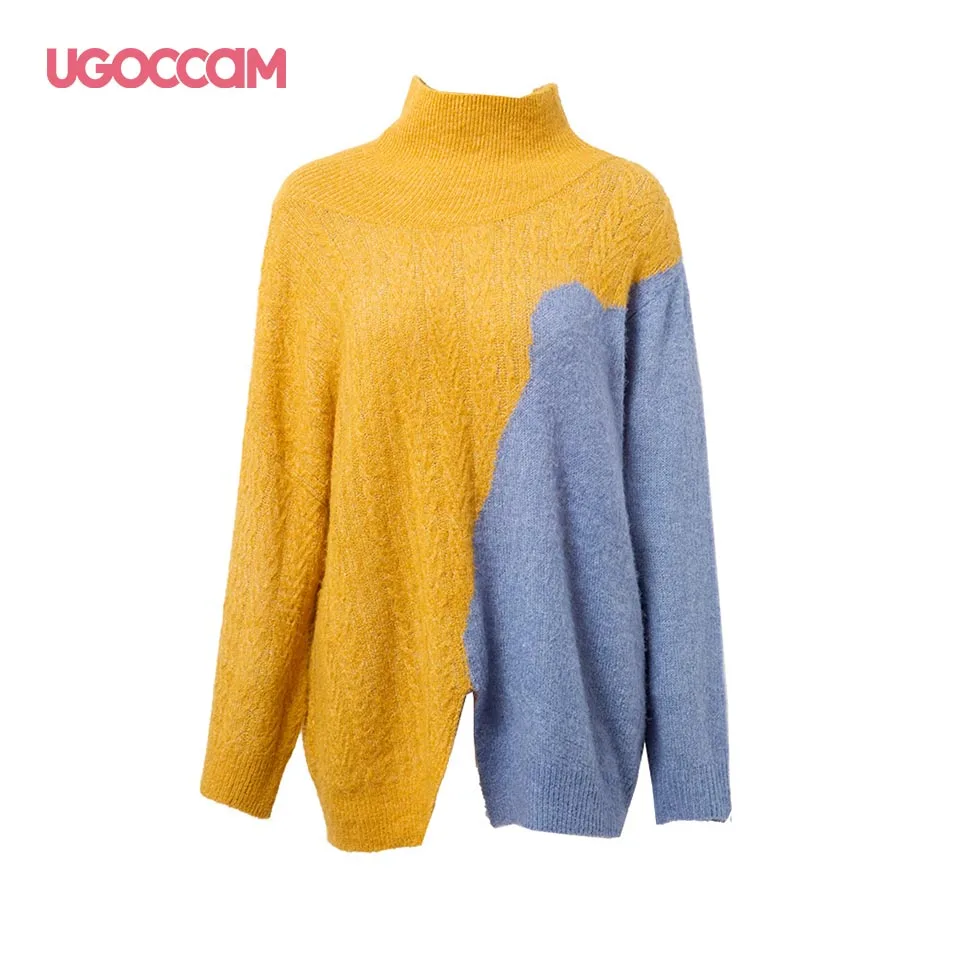 

UGOCCAM Women Autumn Sweater Casual Loose Turtleneck Knitted Jumpers Pullovers Streetwear Winter Long Sleeve Fashion Oversize