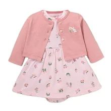 

Infant Baby Clothing Sets for Girl Lovely Rabbit Embroidery Long Sleeve Top Coat+Romper Dress 2Pcs Suit Spring New Kids Clothes