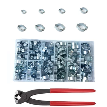 

Promotion! 150Pcs 5-20mm Hose Clamp Double Ears Clamp Worm Drive Fuel Water Hose Pipe Clamps Clips+1Pcs Pliers