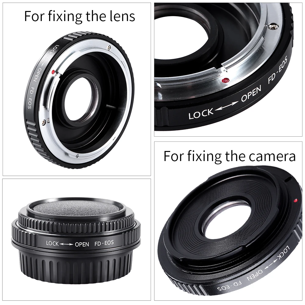 K&F CONCEPT Camera Lens Adapter Ring For Canon FD Lens To EOS Camera 7D 550D 500D 6D With Glass Cap Focus To Infinity
