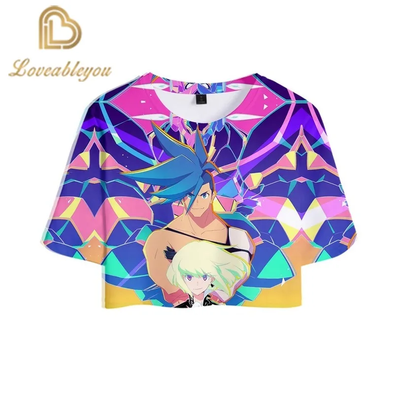 Японская анимация PROMARE летняя футболка Harajuku сексуальный топ Для женщин забавная