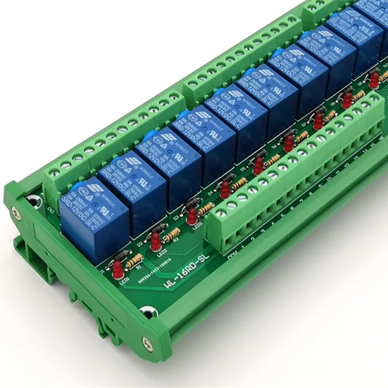 DIN рейку 16 канальный тип NPN 24V 10A Модуль интерфейса реле питания, SONGLE SRD-24VDC-SL-C реле