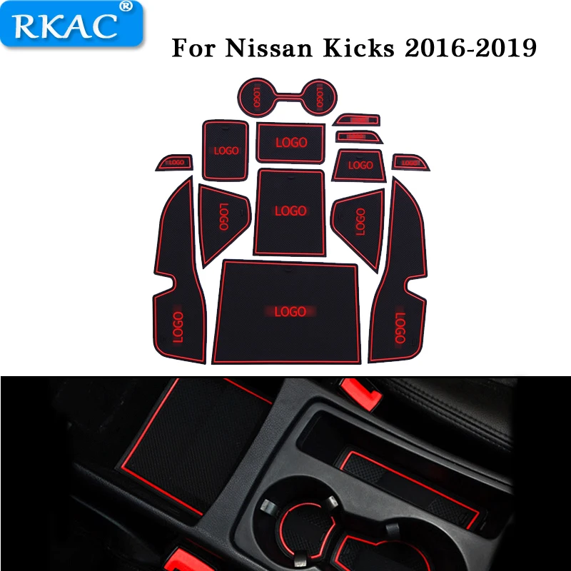 RKAC автомобильные ворота шлифовальные маты дверной коврик/чашки коврики 13 шт. для Nissan Kicks- автомобильные аксессуары анти-Нескользящие Авто двери Groove коврики