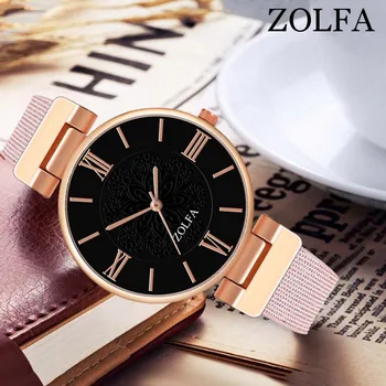 

Women Quartz Movement Wrist Watch Fashion Round Dial with Adjustable Mesh Strap Elegant Watch LL@17
