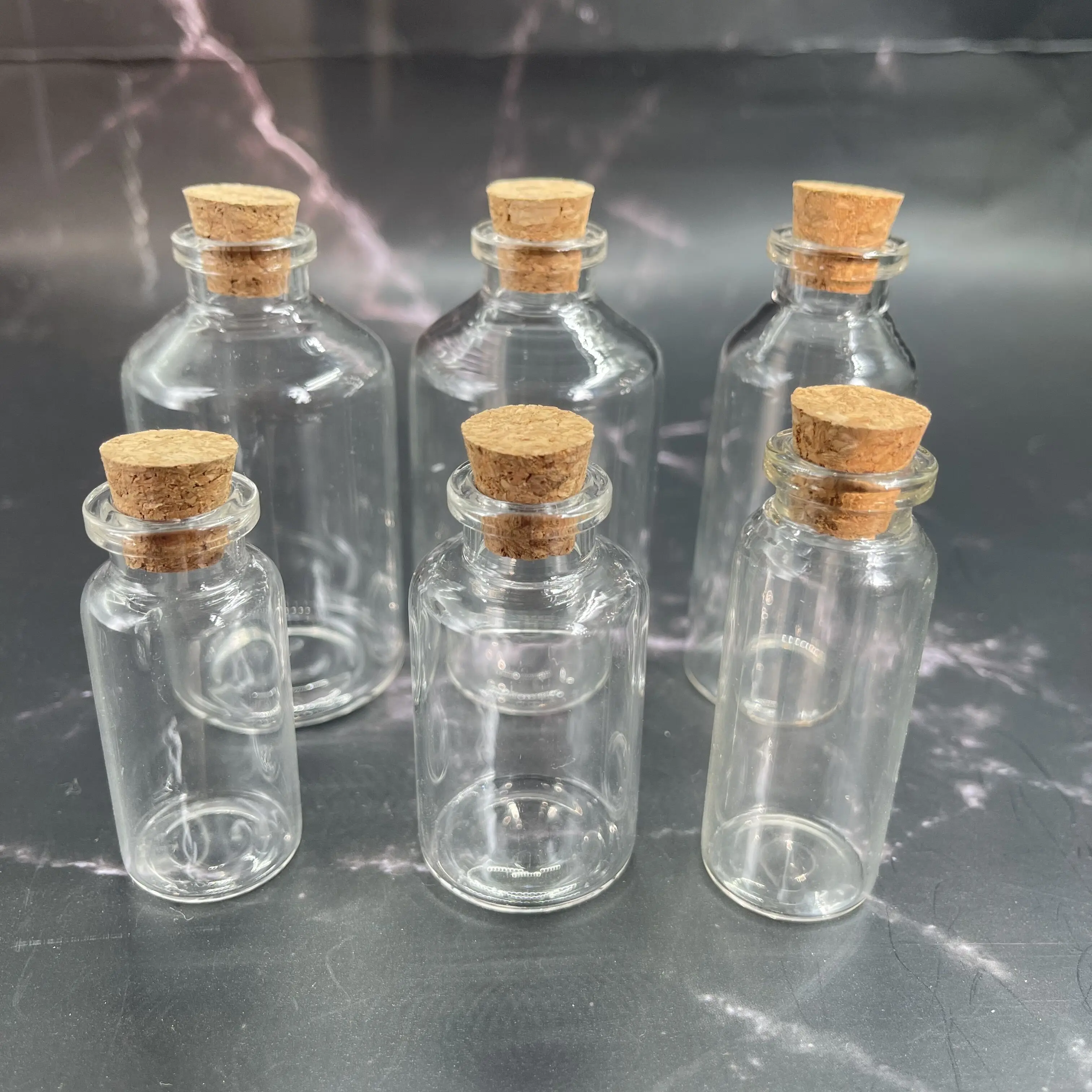 8pcs 12ml 15ml 20ml 22ml 25ml 30ml 50ml 70ml 110ml Glass Bottles with Cork Stopper Empty Spice Bottles Jars Gift Crafts Vials 5