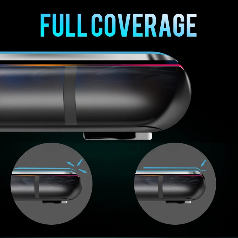 Закаленное стекло с металлическими краями для Apple iPhone 11 Pro Max X XR XS Max 7 8 6 6s Plus, полное покрытие, Защитная пленка для экрана