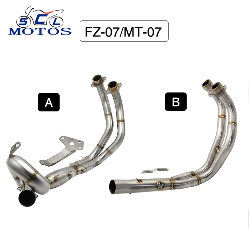 

Sclmotos- 50.8mm Inlet Stainless Steel Motorcycle Exhaust System Front Pipe Middle Pipe For Yamaha MT-07 MT07 FZ-07 FZ07 Racing