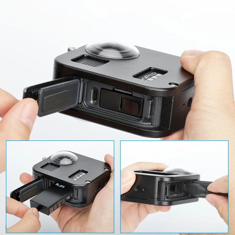 Алюминий защитный чехол с объективом Кепки протектор для GoPro Максимальная Камера/Fusion 2