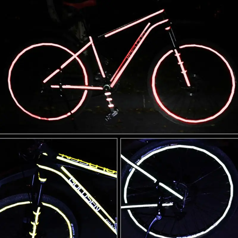6 шт./компл. велосипедная светоотражающая лента MTB Велоспорт велосипед флуоресцентные наклейки аксессуары Кристальный цвет плед водонепроницаемая клейкая лента