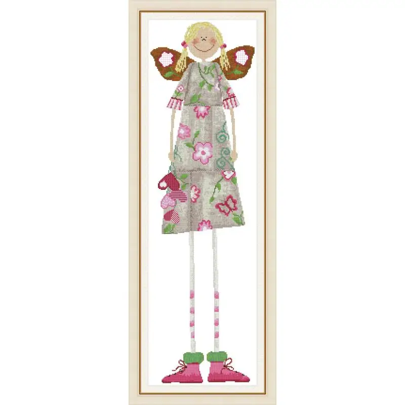 Joy Sunday Long Legs Butterfly Girl Chinese Pattern Cross Stitch Kit Embroidery Needlework Set Baby Room Decor Handmade DIY Sets | Дом и сад