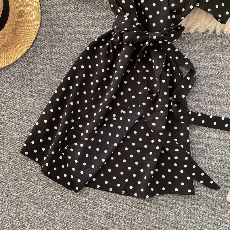 Boho, платье с v-образным вырезом в горошек, летнее Бандажное короткое платье, вечерние платья для женщин, повседневные красные платья для пляжного отдыха