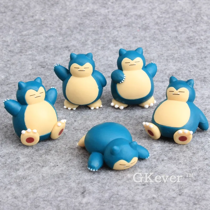 5 шт./компл. Аниме Пикачу Snorlax мини-фигурки из ПВХ игрушки Коллекционная модель детей Рождественский подарок на день рождения игрушка для