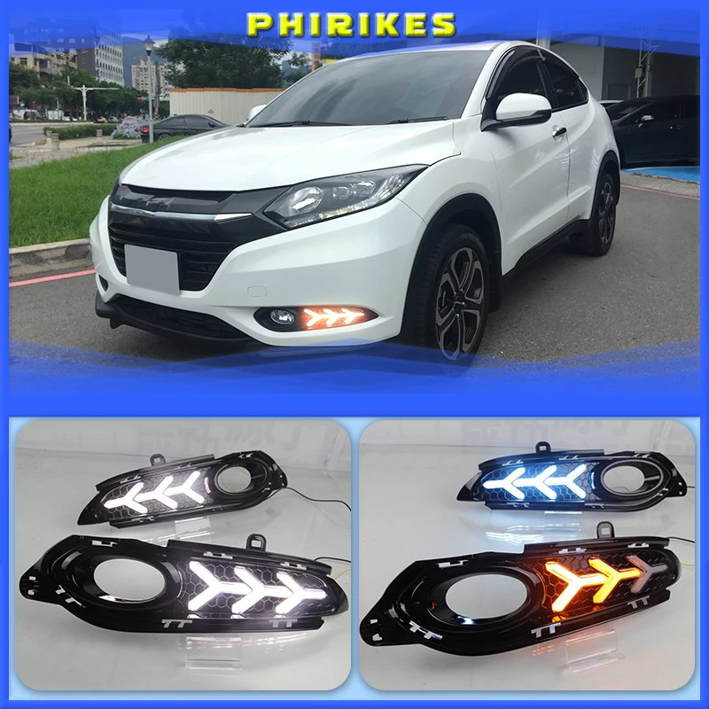 

2 шт. для Honda HR-V HRV Vezel 2014 2015 2016 2017 2018 DRL Противотуманные фары Дневные ходовые огни с желтым сигналом поворота