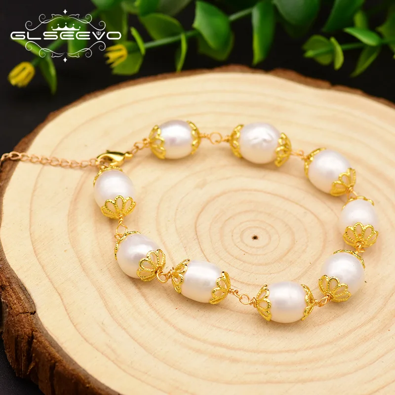 

Glseevo Origional 18K Maintains Color Bracelets Baroque Freshwater Pearls Handmade Jewelry Women's Accessories Customizable Gift