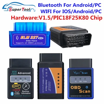 Автомобильный сканер OBD2 ELM 327 Bluetooth V2.1 ELM327 WiFi V1.5 PIC18F25K80 ELM327 Bluetooth Wi-Fi V2.1 OBD 2 Cканер автомобильный инструмент Автомобильный сканер OBD2 ELM 327 Bluetooth V2.1 ELM327 WiFi V1.5 PIC18F25K80 ELM327 Bluetooth Wi-Fi V2.1 OBD 2 Cканер автомобильный инструмент