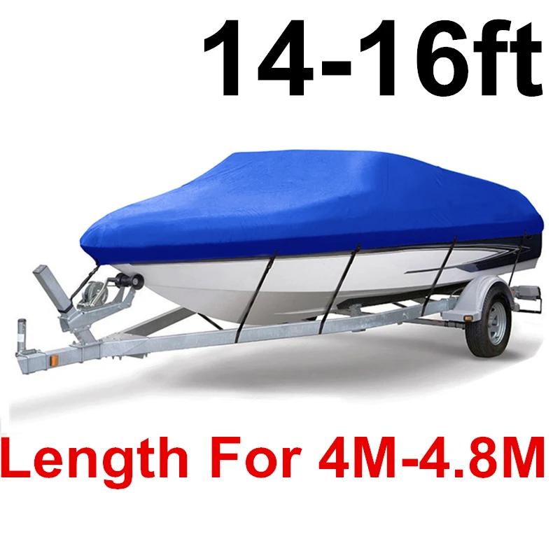 BLUE 14-16ft 14-22ft Trailerable 210D чехол для лодки водонепроницаемый серый рыбий лыжный v-корпус Солнцезащитный УФ-протектор для катера швартовка для лодки D45 - Цвет: BLUE 14-16ft